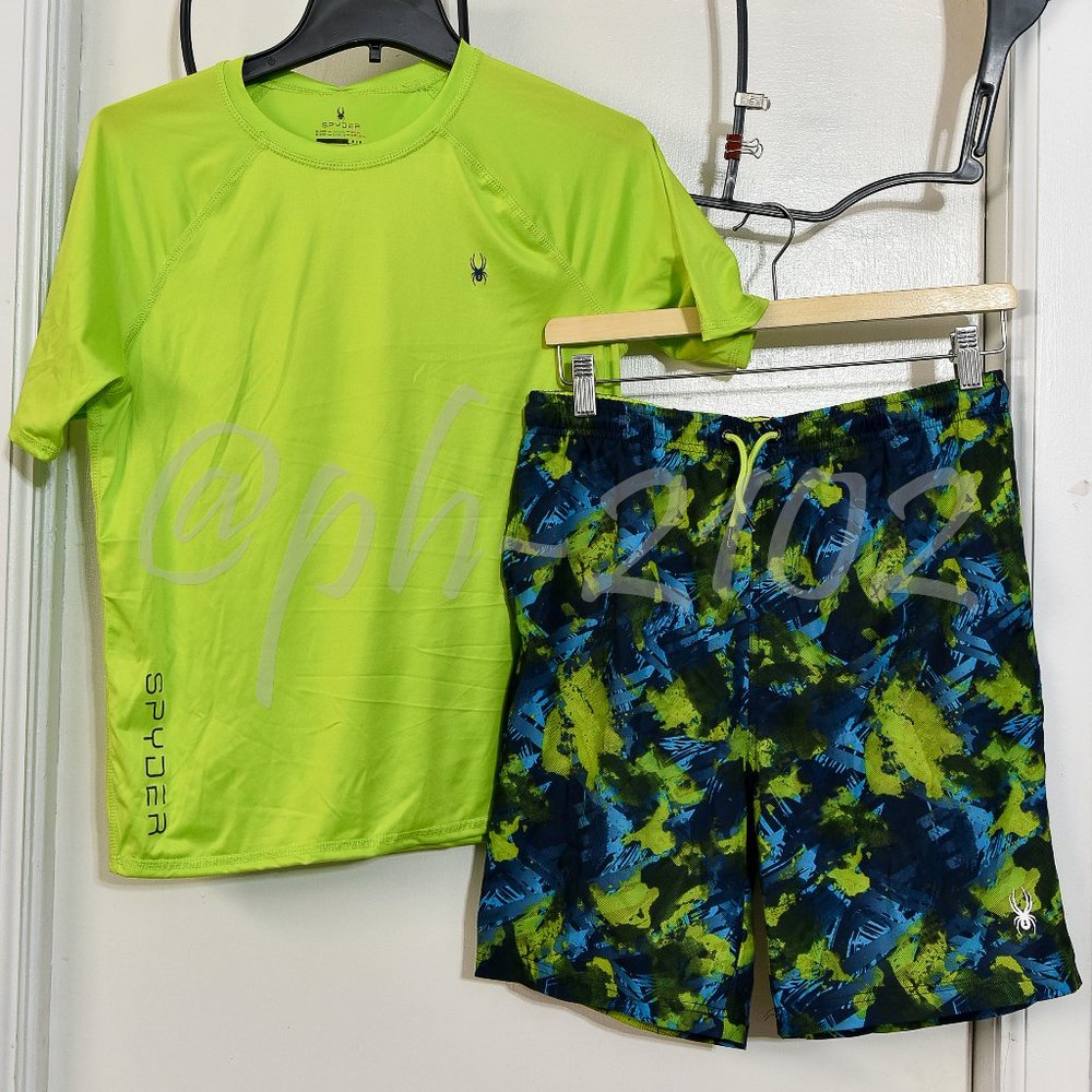 Spyder BOYS Youth 2-piece‎ Swim Set  GREEN .